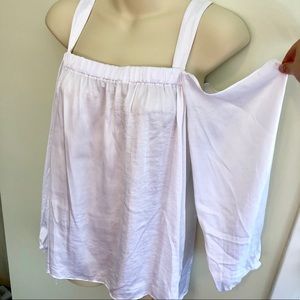 Vince Camuto White Silky Cold Shoulder Blouse